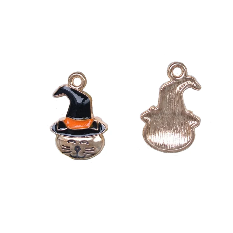 Jewellery Charms All Saints' Day Witch Cap Cat DIY 10pcs Enamel Material For Costume Earrings Accessories For Bracelets Crafts