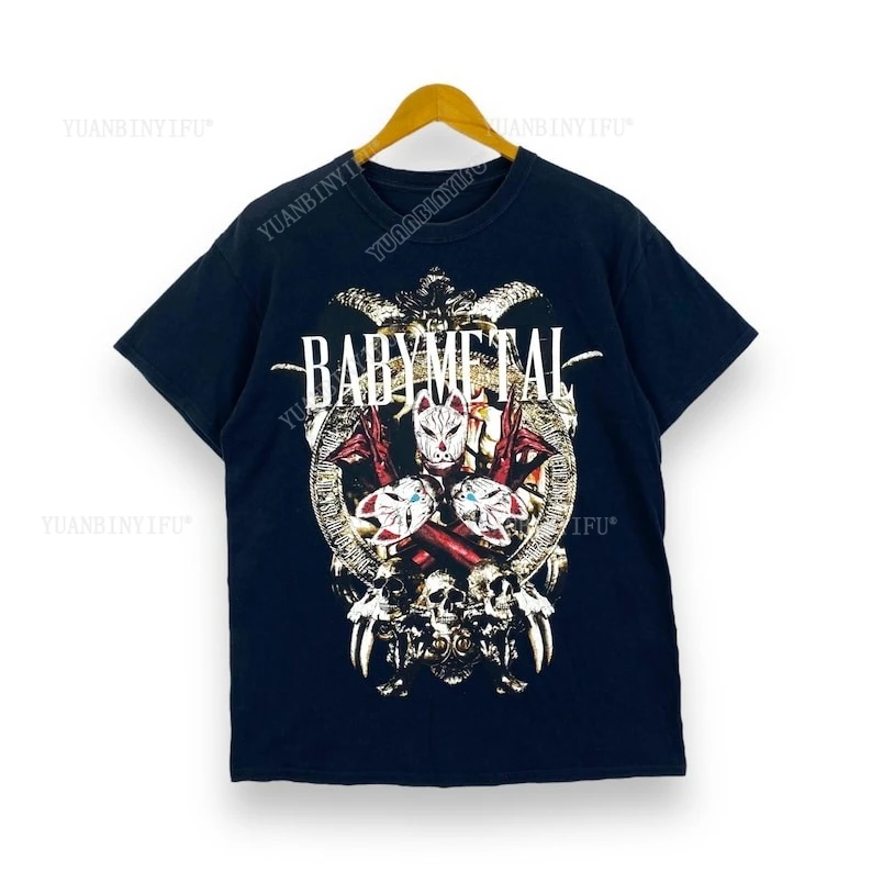 

Rare!! BABYMETAL Japanese Hardcore Band Tee Shirt Cotton Vintage Round Neck Hip Hop Men Women Streetwear Tees Short Sleeve
