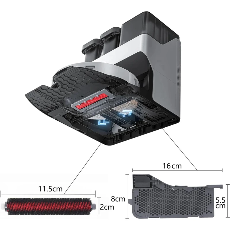 Manutenção escova e peças de montagem do filtro de água para Roborock S7 Max, Ultra totalmente automático vazio Wash Fill Dock