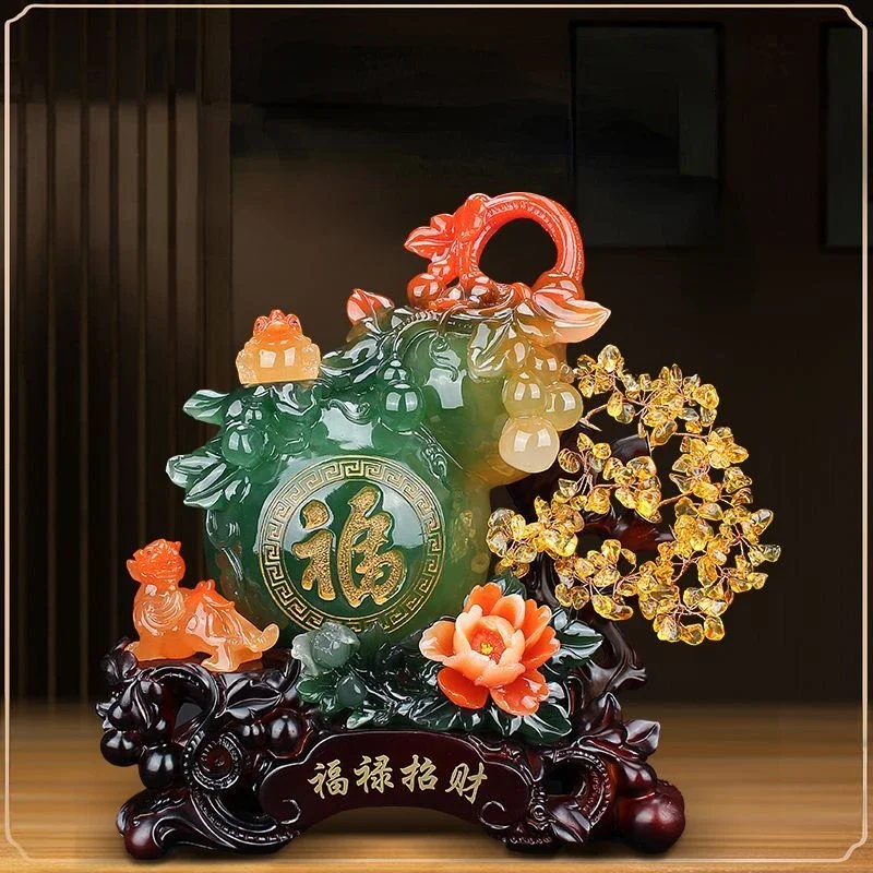 Pixiu Gourd Ornaments Fortune Wealth and Money Making Trees Home Decor Living Room Crafts Opening Giftswine Cabinet Decoration