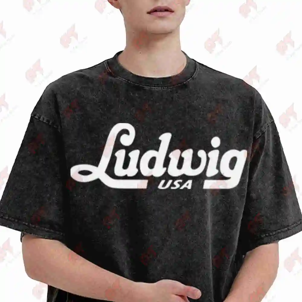 Ludwig Percussion Drums Cymbal Vintage Washed Tee Pure Cotton T-Shirt