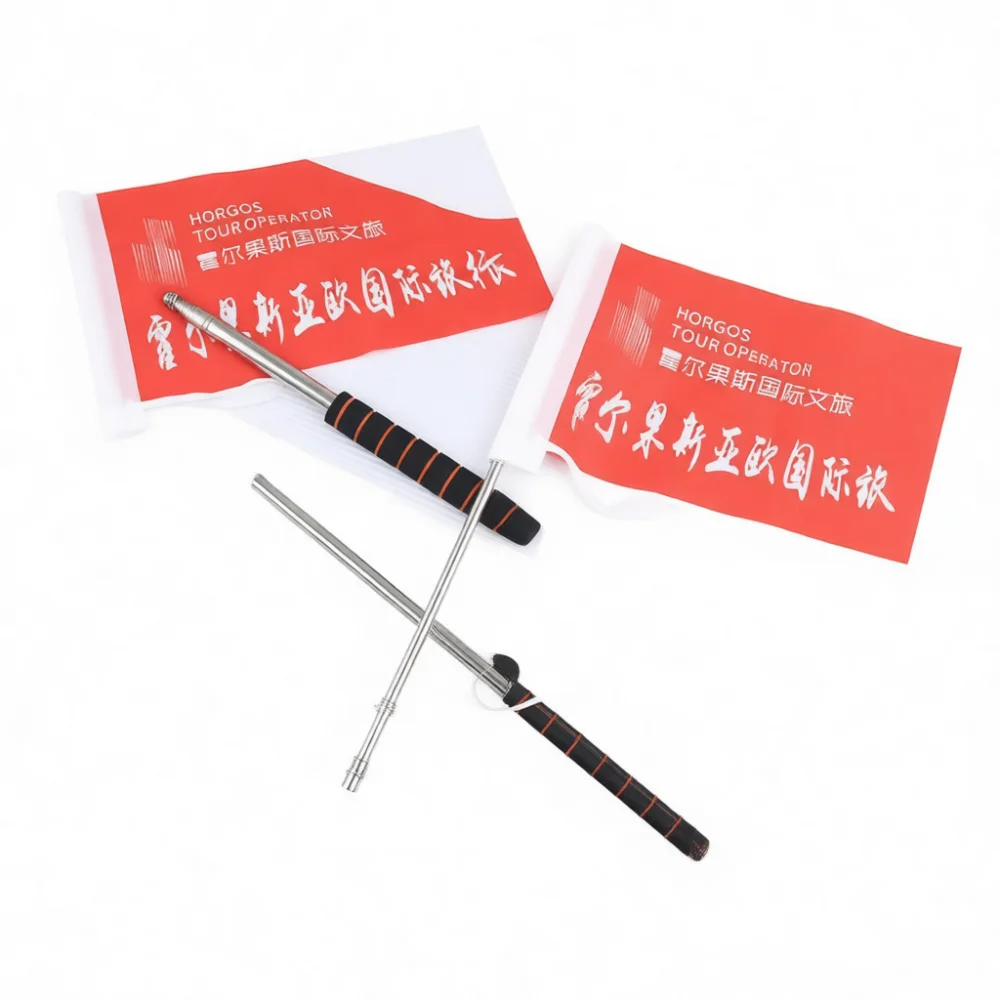 Professional Telescopic Pointer Flag Pole Stainless Steel Extendable Teaching Stick For Travel Agency Group Guiding