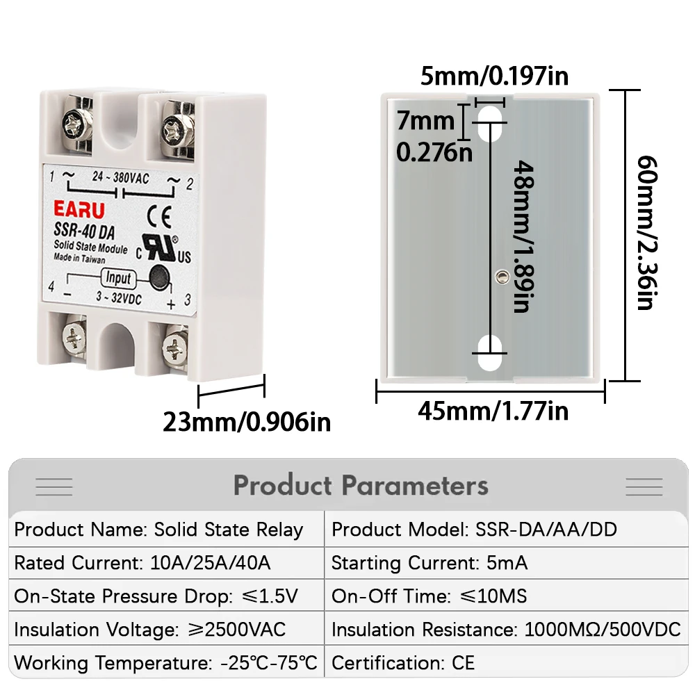 SSR-25DA SSR-40DA SSR-25AA SSR-40AA SSR-40DD SSR 10A 25A 40A DD DA AA Solid State Relay Module for PID Temperature Control