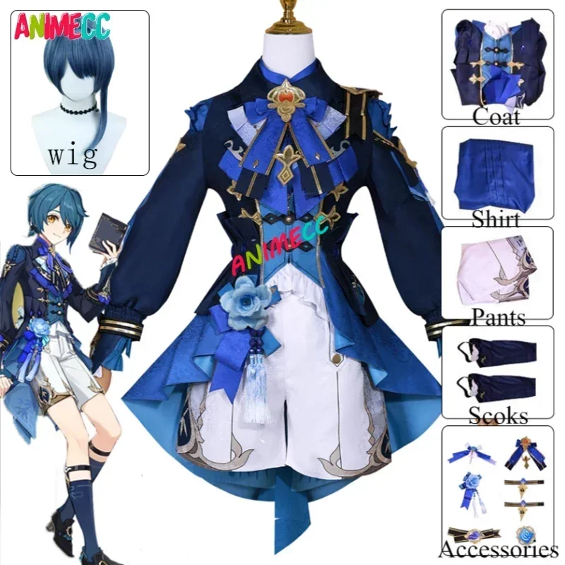 ANIMECC in Stock Xingqiu Cosplay Costume Genshin Impact Cosplay Lantern Rite Anime Game Uniform Halloween Party Outfit for Women