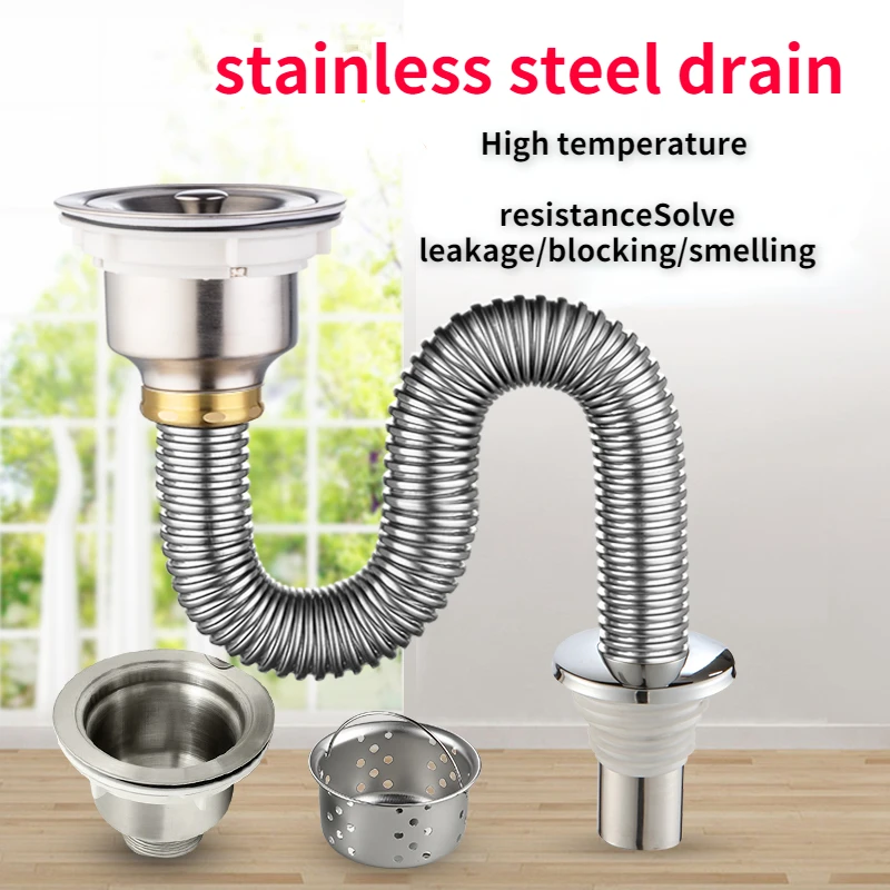 Kitchen Stainless Steel Sink Drain Filter Single Tank Sink Drain Pipe Deodorant Bathroom Sewer Accessories Sink Strainer gadget