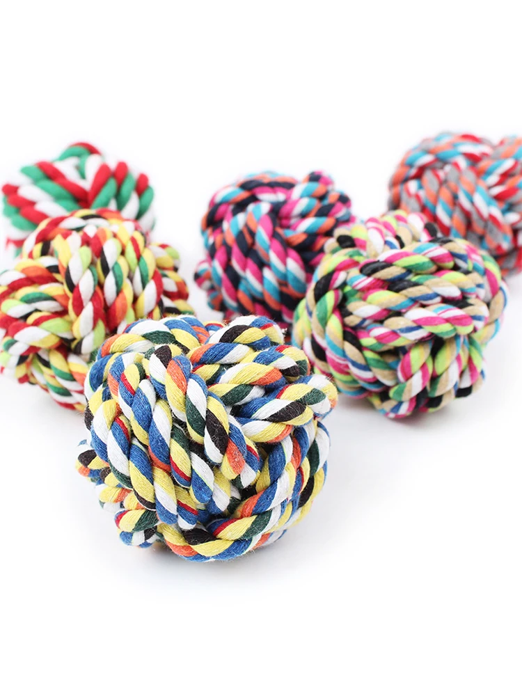 Dog rope ball Color cotton rope ball Pet chew ball Dog interactive toy Cotton Teeth cleaning Play chew toy Dog favorite