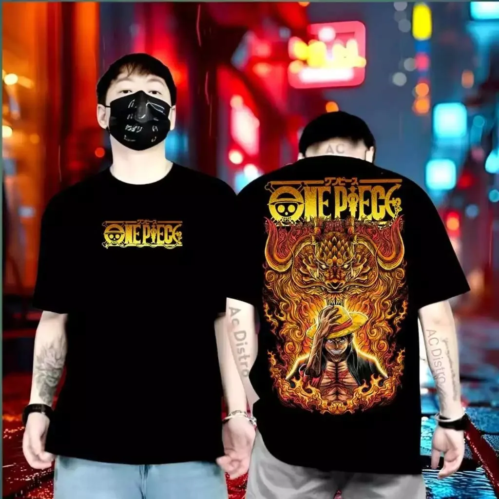 Anime One Piece Anime Munch D. Luffy Pattern 2025 Summer New Hot Selling Men's Women's Casual Loose Hip Hop Pure Cotton T-shirt