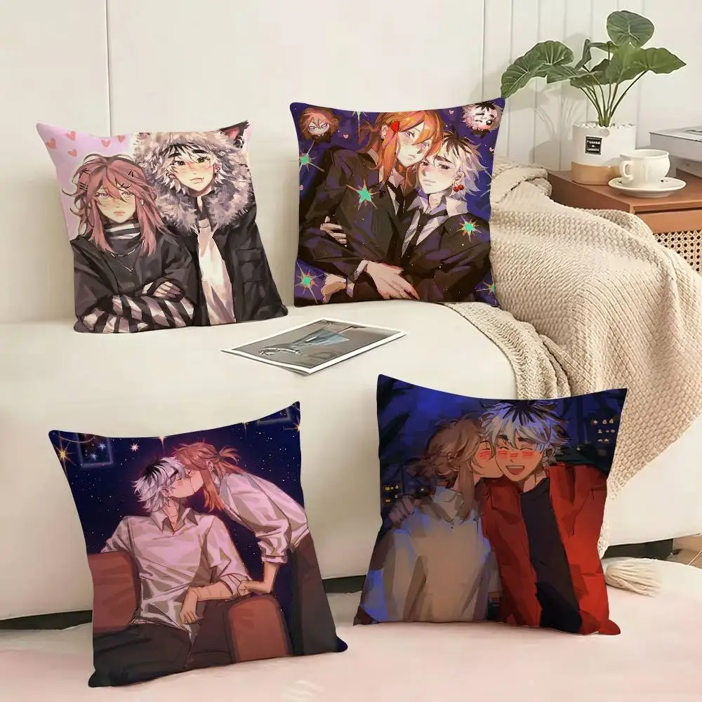 Anime Cherry Crush Cherie Pillow Case Square Double-Sided Sofa Cushion Cover Bedroom Bedside Pillow Gift