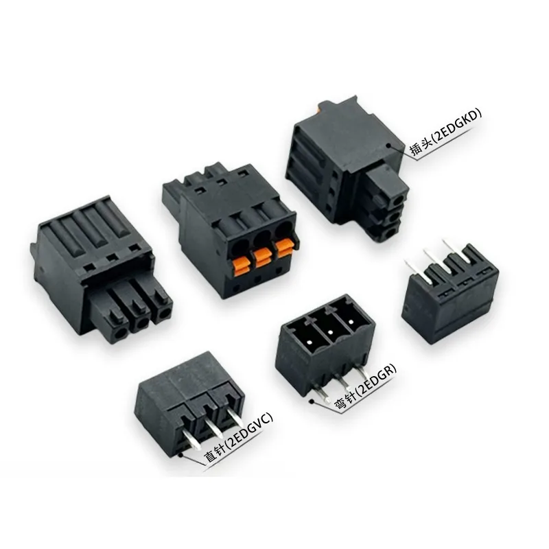 10pcs of screw-free terminal blocks 2EDGKD-3.81mm solder-free spring press type black plug 15EDGKD complete set