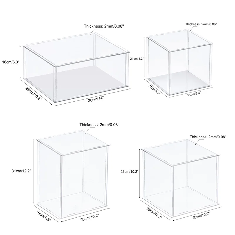 Clear Acrylic Display Box Case Countertop Organizer Stand Assemble Dustproof Showcase for Figures Toys Collectibles Crafts