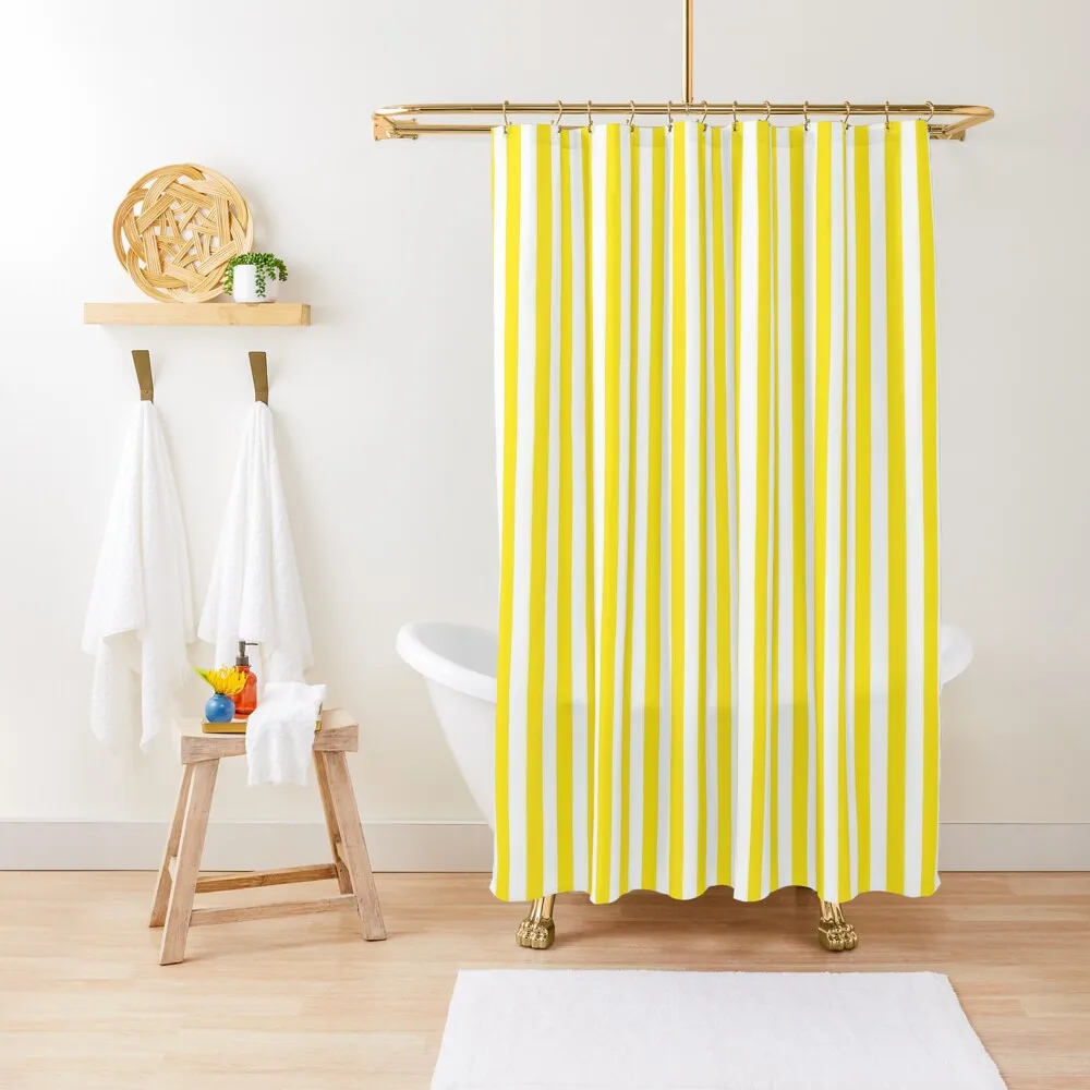 

Yellow and White Deckchair Stripe Pattern Shower Curtain For Bathroom Waterproof Fabric Bathroom Curtain