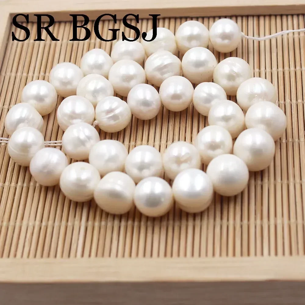 10-11mm A Grade White Real Natural Freshwater Pearl Irregular Round Beads For Jewelry Making Bracelet Necklace 15