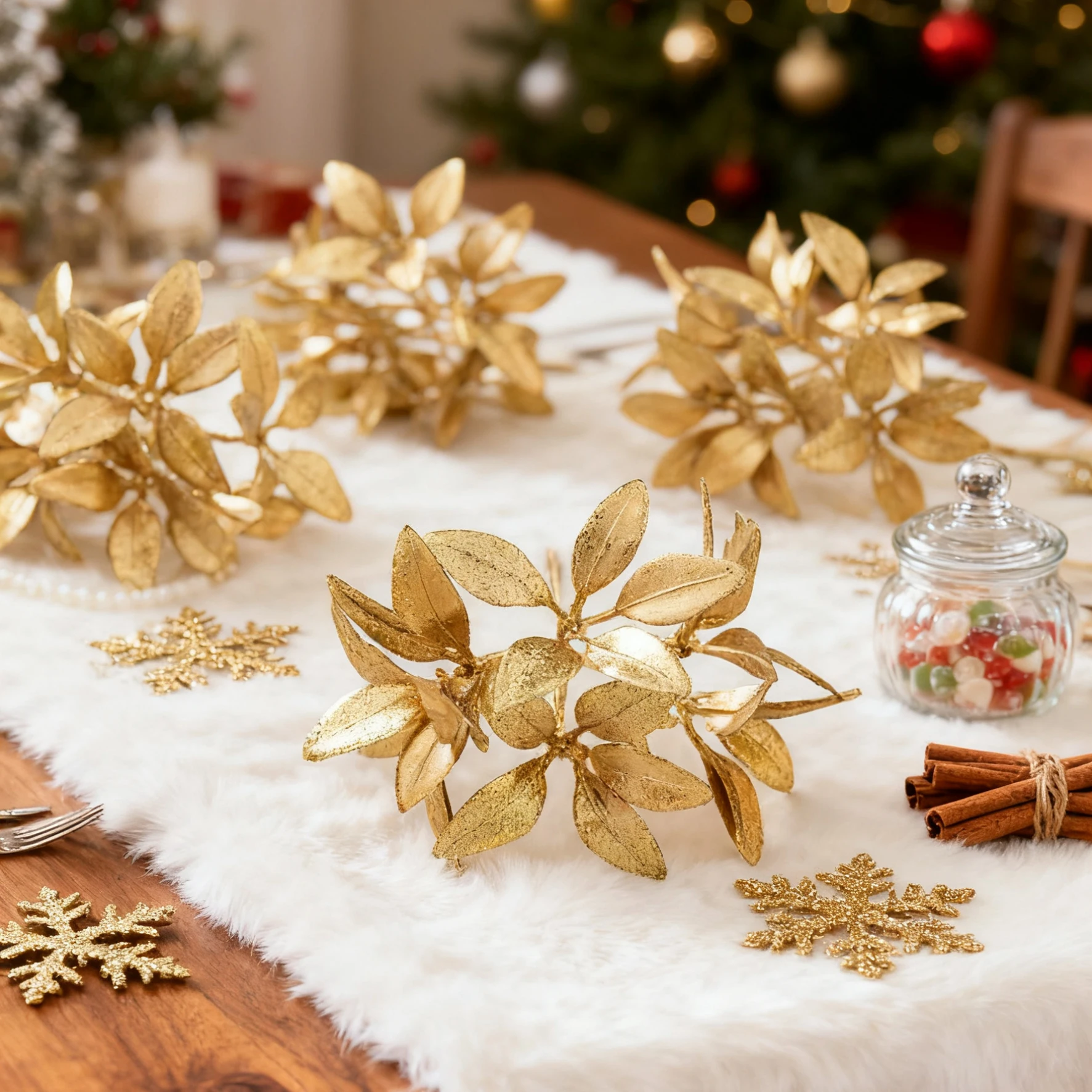 Künstliche Blumen Pflanzen Golden Pines Home Room Weihnachtsbaum Hochzeitskränze Dekor Brautarrangement für Familienwohnzimmer – Detail 5