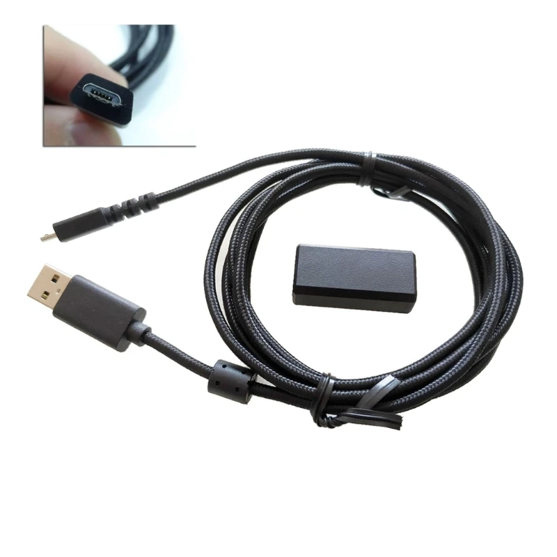 F3KE Kabel Pengisi Daya Mouse Adaptor Mouse USB dengan Garis Kepang Nilon untuk Kabel Mouse Gaming Nirkabel Kecepatan Cahaya