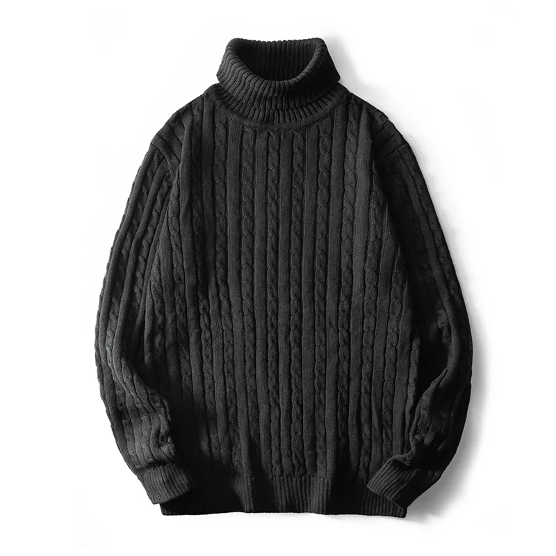 2026 New Men's Turtleneck Sweater Solid Color High Neck Pullover Knitted Sweaters Casual Elastic Sweatwear Mens Fall Winter