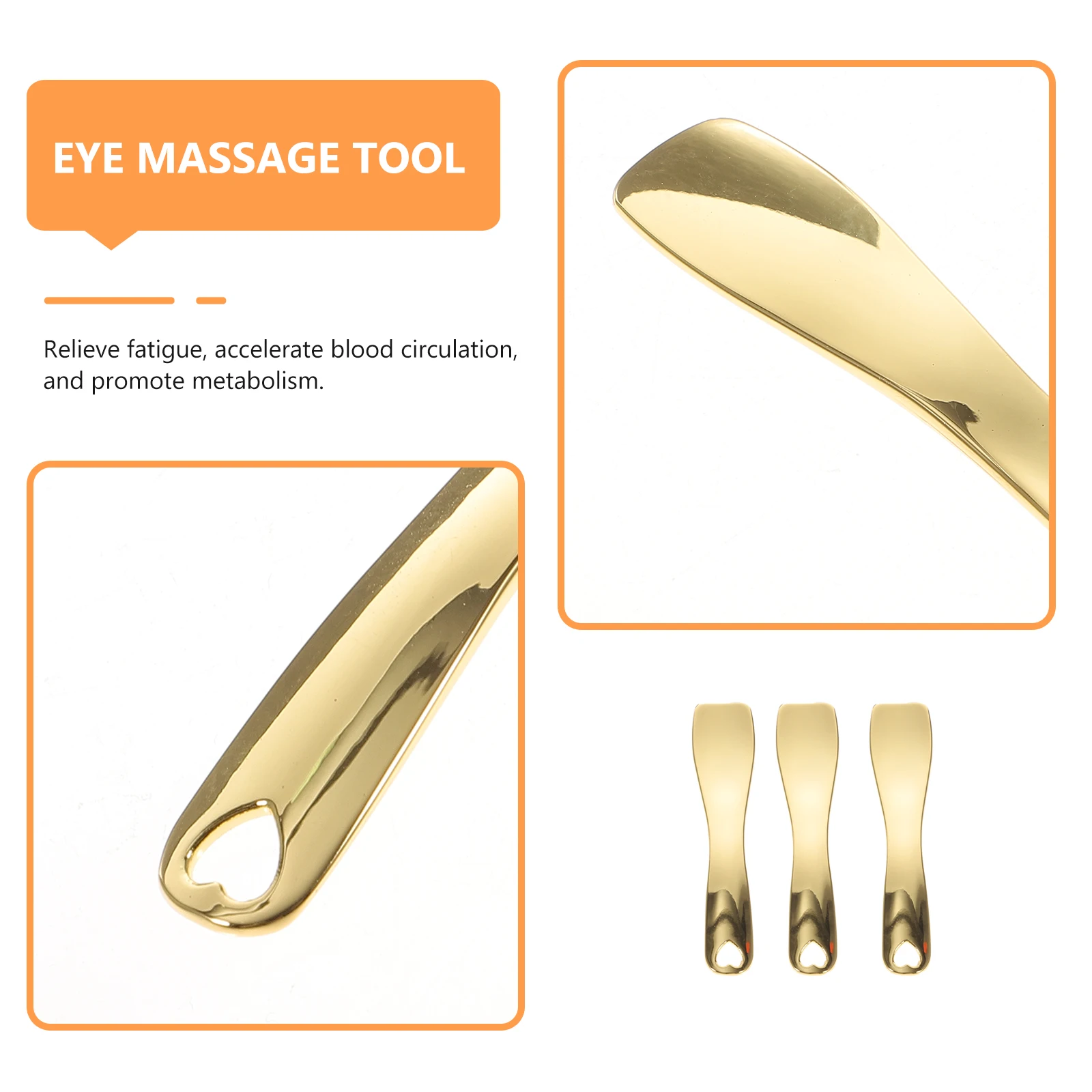 

3pcs Eye Massage Tool Cream Spoons Zinc Facial Skincare Makeup Metal Mask Spoon Lotion Applicator Relieve Fatigue Blood