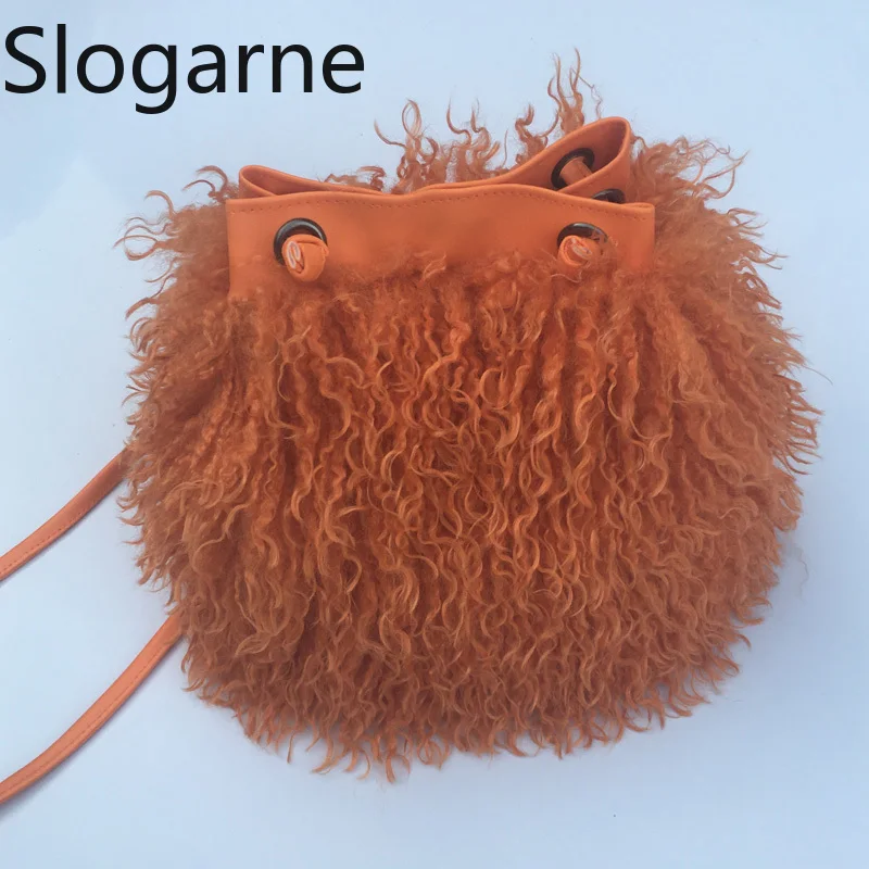 Bolso de hombro de piel larga a la moda, bolso de piel sintética 2025 para mujer, bolsos peludos de oveja mongol de lujo para niñas, bolso de lujo, riñoneras