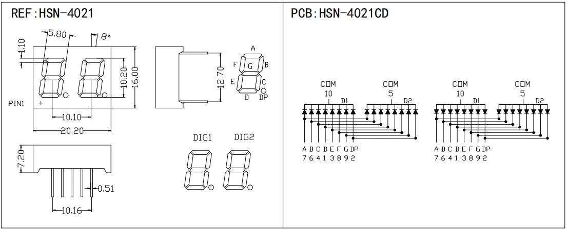 5 Stück Digitalröhren-Display 0,28 0,36 0,4 0,56 Zoll LED 7-Segment Gemeinsame Anode/Kathode 1 2 3 4 Bit Rot Blau Weiß Grün Gelb – Detail 7