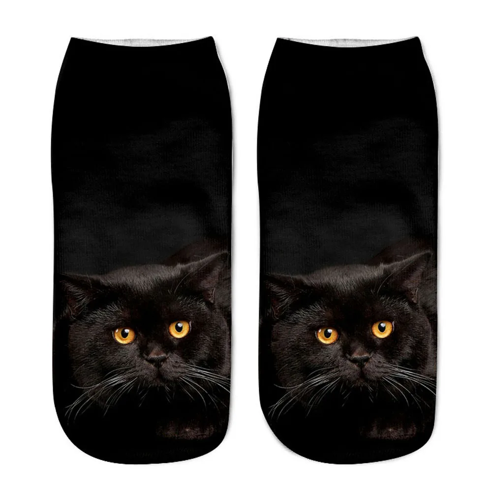Neue 3D Druck Lustige Nette Cartoon Kätzchen Unisex Kreative Bunte Mehrere Katze Gesicht Glücklich Niedrigen Ankle Socken Für Frauen Dropship – Detail 6
