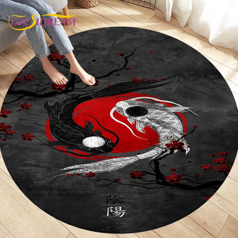 

Tai Chi,Eight Diagrams,Yin Yang Area Rug,Round Carpet Rug for Living Room Bedroom Decoration,Kid Play Game Non-slip Floor Mat