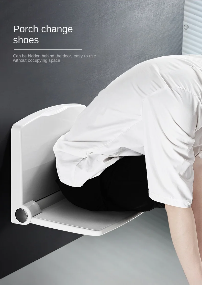 Wall-mounted shower folding seat High load-bearing silent disabled bathroom stool Used for bathing space-saving