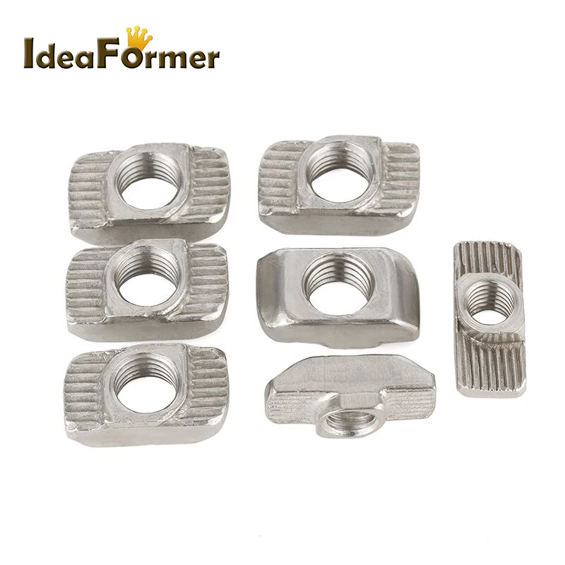 50pcs M3 M4 M5 2020 Series T NUT T Slot Hammer Aluminum EU Standard Nickel Plated Profile Accessories Carbon Steel Connector