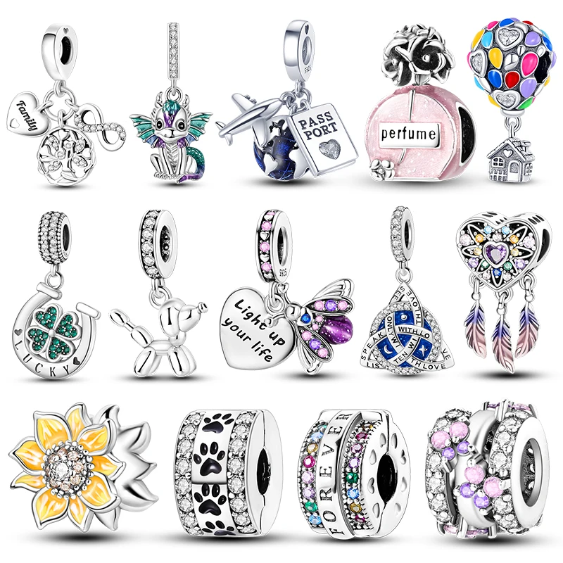 

Charms Silver 925 Original Pendant Beads Fits Bracelet Bangle Necklace Keychain Women Luxury Jewelry Daily Party Festival Gifts