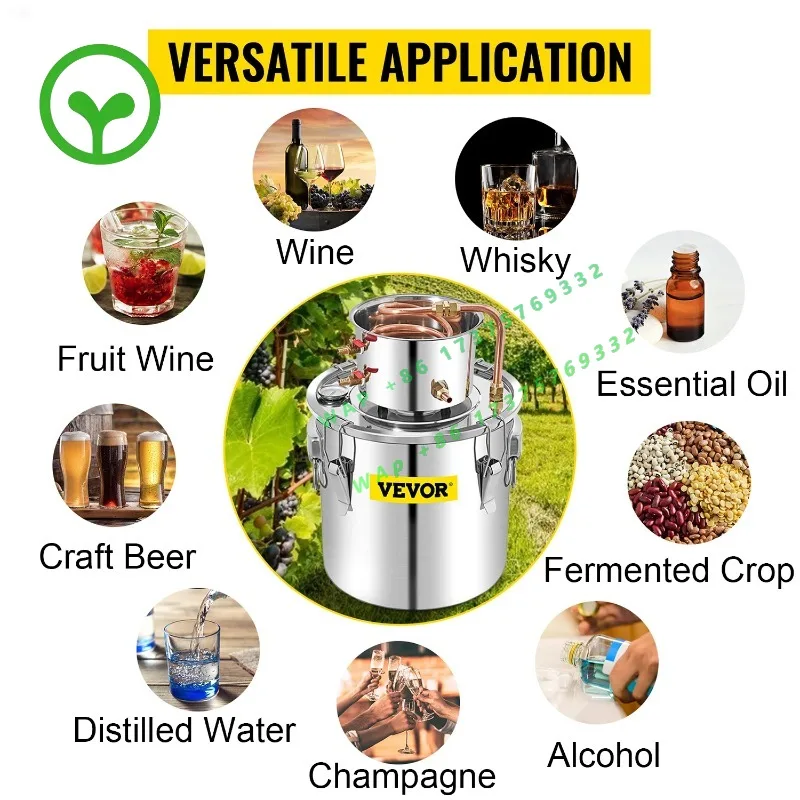 【Premium】SucceBuy 3 5 8 13 Gal   Still Stainless Steel   Distiller Copper Tube Home Brewing Kit for DIY Whisky Wine