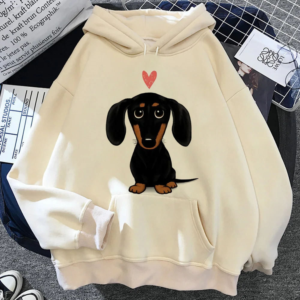 Sudadera con capucha de Perro Salchicha para niña, ropa informal con estampado japonés, chándales de diseño impreso, ropa informal juvenil, Invierno