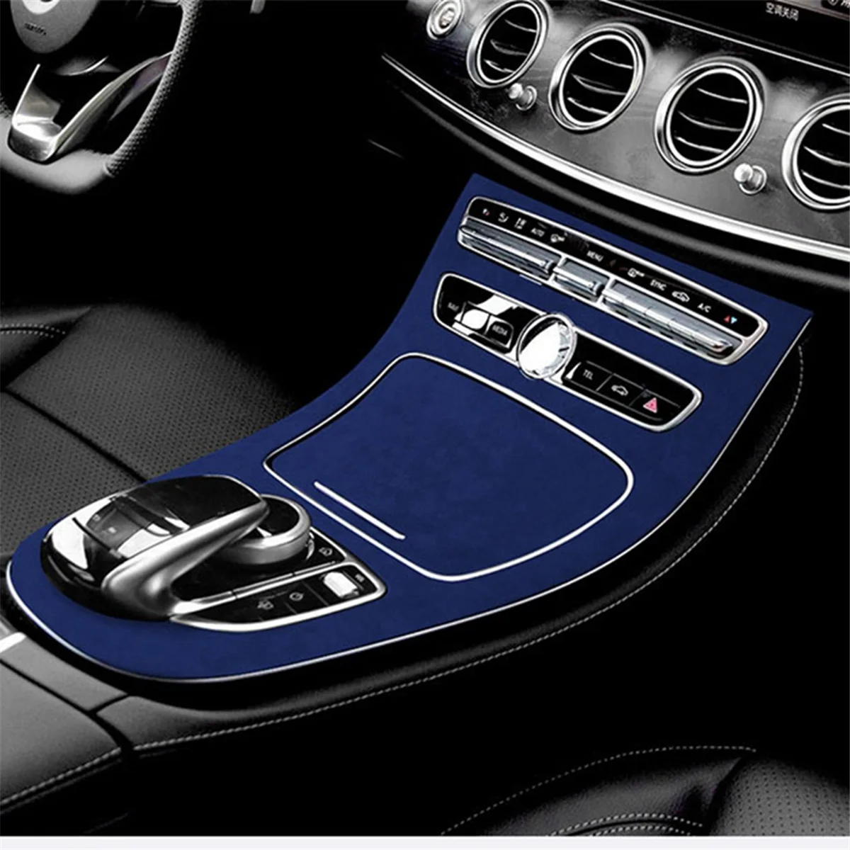 

Auto Center Control Panel Suede Decorative Sticker is for Mercedes-Benz E-Class E200L/E300L Modification Blue