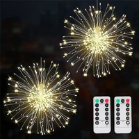 LED Copper Firework Lights, 8 Modes Fairy Starburst Light with Remote Outdoor Decorations for Home, Party, Cafe, Wedding
