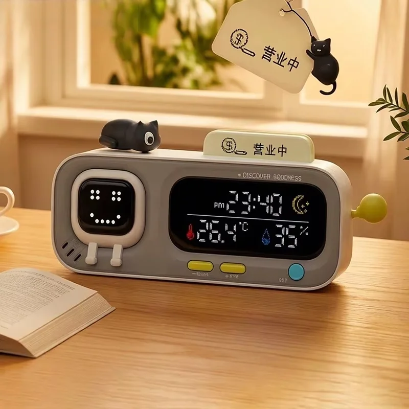 Smart Home Decor - スマート温度・湿度計時計センサー 電子湿度計 温度計 家庭用気象ステーション デスクトップ装飾