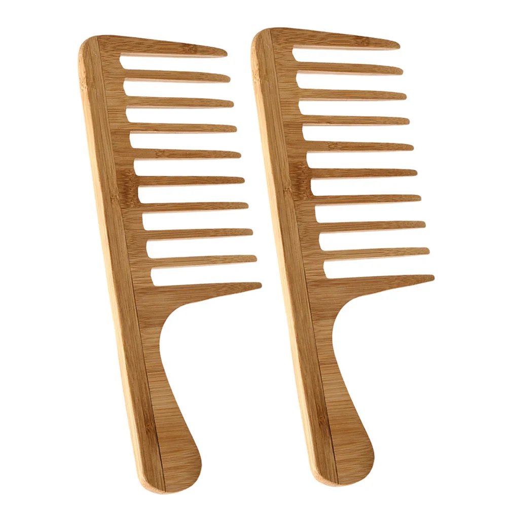 

2 шт., бамбуковая расческа с широкими зубьями, большие зубы, ретро расческа для укладки волос, распутыватель для мужчин и женщин, массажер для кожи головы, ежедневный уход