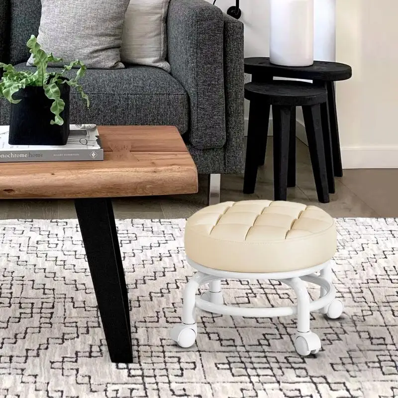 Mini tabouret de sol à roulement bas, roulant à 360 degrés, rond réglable avec roues, chaise de marche ronde domestique marche pied enfant tabouret