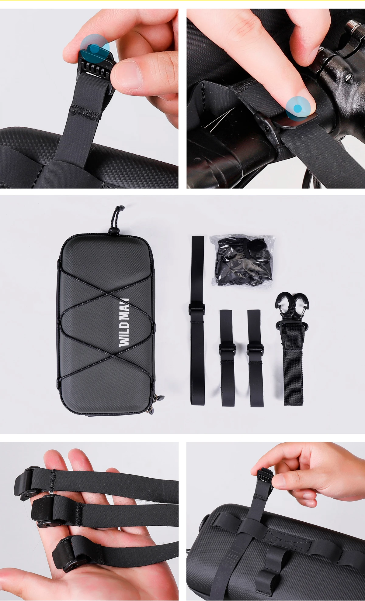 WILD MAN BBG154 Fahrrad Lenkertasche EVA Hartschale Regenschutz Aufbewahrung kleiner Zubehörteile – Detail 23