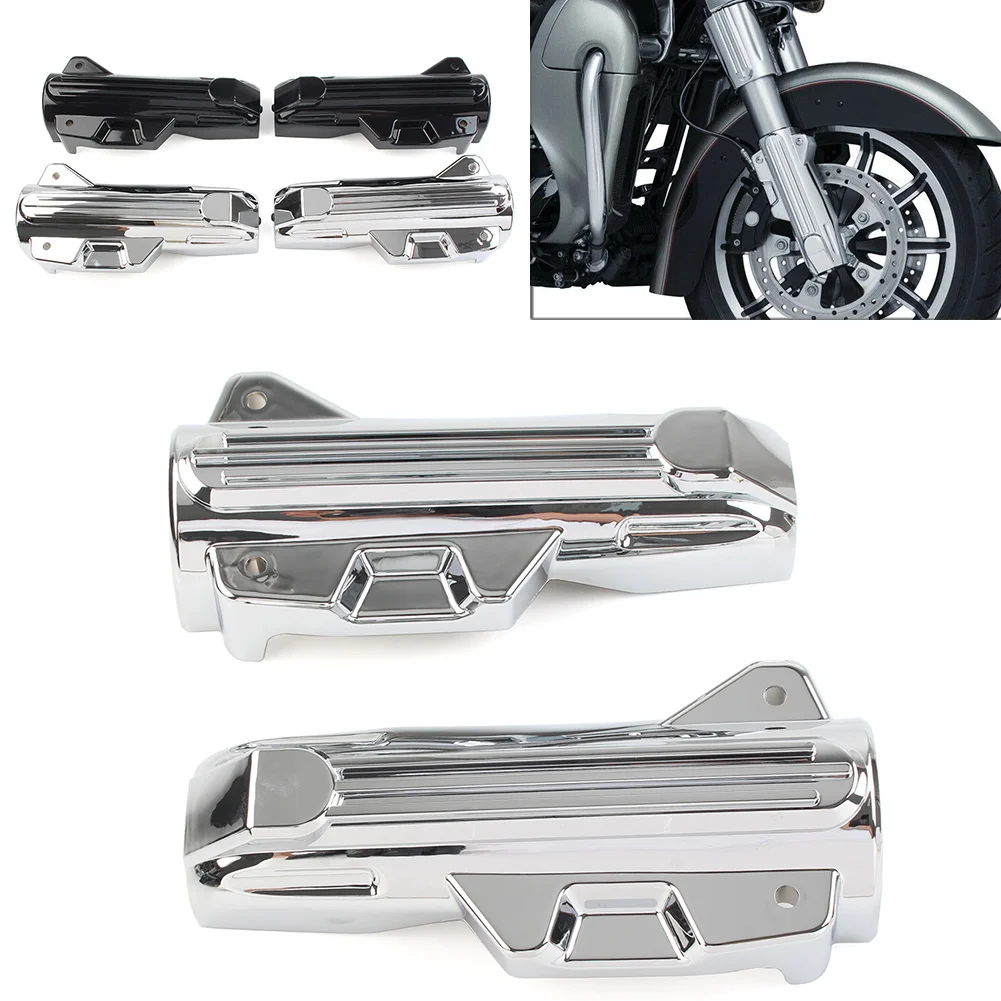 

Glossy Black/Chrome Motorcycle Lower Fork Covers Fit For Harley Electra Street Road Glide King FLHR FLTRX FLHX 2014-2022