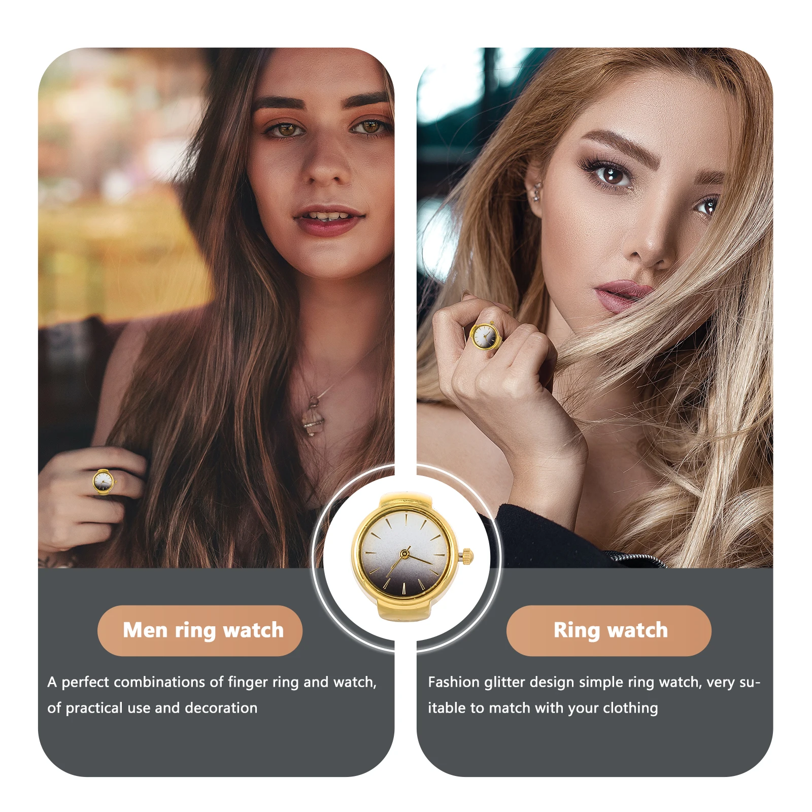 

Quartz Finger Watch Women Ring Watches Gold Zinc Alloy Casual Fashion Birthday New Year Gift Ladies Wristwatch