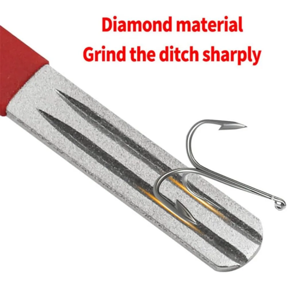 Fish Hook Sharpener, Fishhook Sharpening Whetstone with Handle 400/800 Grits Diamond Fish Hook Grinding File for Fishing