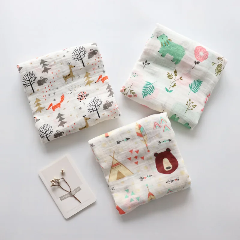 Baby Blanket For Newborns Soft Cotton Muslin Swaddles For Infant Multi Use Bath Towel Nordic Hold Wraps Diaper Cocoon 120x120cm