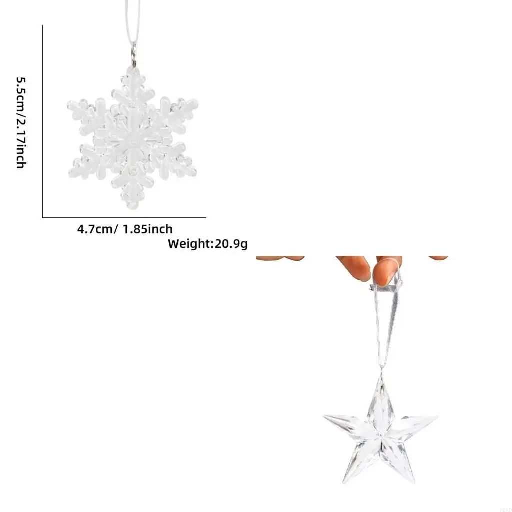 62KD Exquisites Acrylic Snowflake Drops for Festive Home Christmas Tree Decorations
