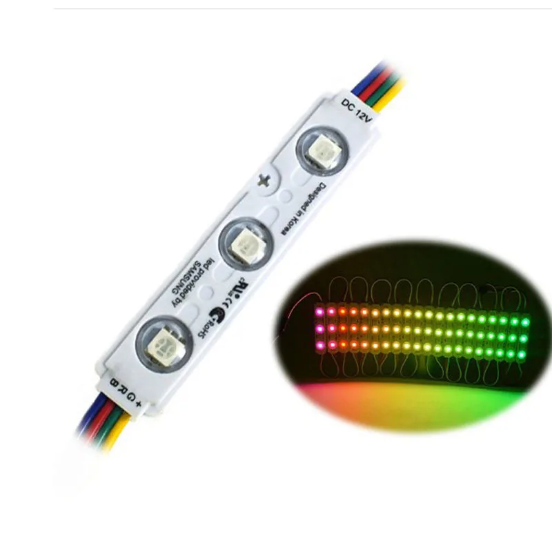 Imagem -06 - Escudo Preto Módulo Led 5050 Rgb Led Módulo de Luz Rgb Ip65 à Prova Impermeável Água 100 Peças Lote Dc12v 5050 3leds