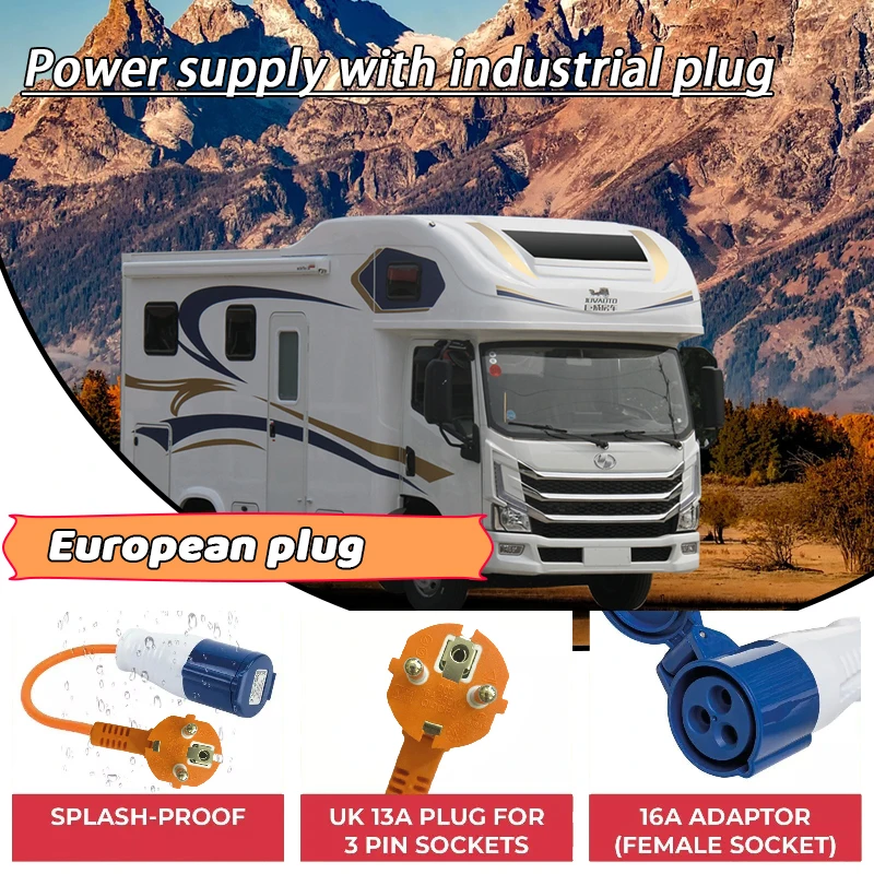 

1pcs RV Mains Hook Up Converter Lead 13A Plug 16A Socket Adaptor 3Pin 240V Industrial Plug Power Caravan RV Accessories