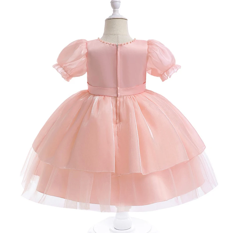 Formal Organza Little Bridesmaid Dress For Girl Children Costume Pink Princess Dresses Girls Clothes Birthday Wedding Prom Gown