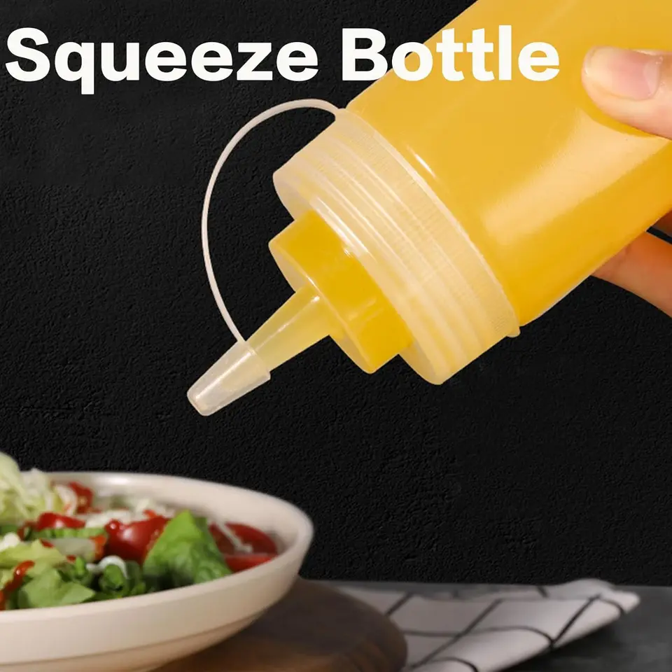 5 Bouteilles à Sauce Compressibles 230ml - Distributeur Condiments Ketchup Moutarde Huile Bouteilles Condiments Plastique 230ml étanches Lot 5
