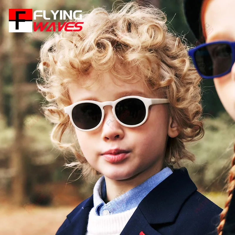Girls Boys UV400 Polarized Sunglasses Kids Cute Round Protection Sunglasses Flexible Soft Silicone Shades for Toddlers 0-3 Years