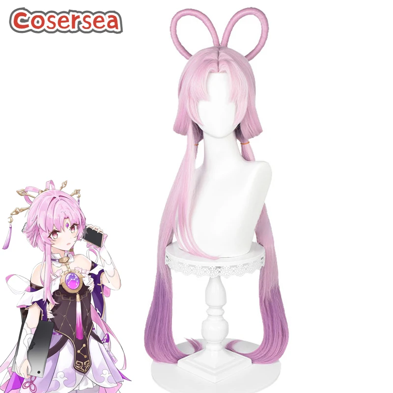 

Cosersea Fu Xuan Cosplay Wigs Honkai: Star Rail Fu Xuan 100cm Straight Pink Gradient Purple Wig Synthetic Hair Heat Resistant