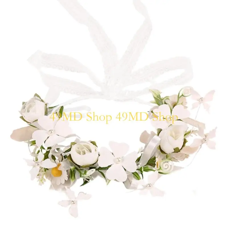 

49MD Elegant Floral Hair Accessory With Artificial Roses Friendly Hair Decoration Stretchy Headbands For Women Girls