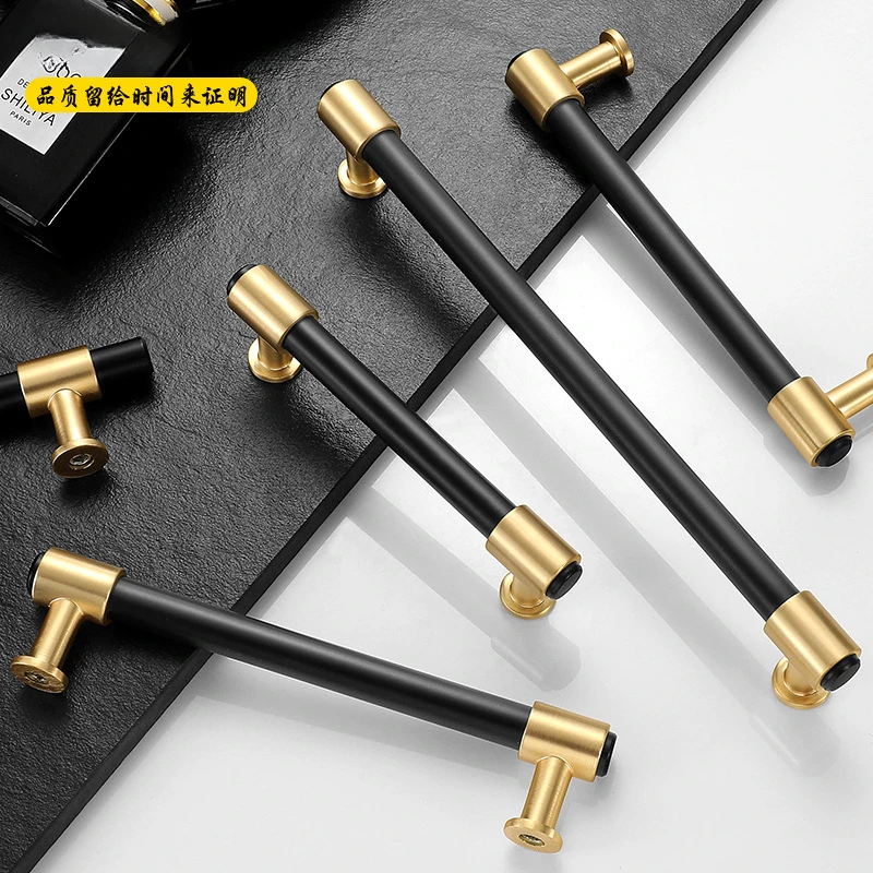 Simple European Black Gold Zinc Alloy Handle Cabinet Drawer Single Hole Handle Kitchen Furniture Shoe Cabinet Handle