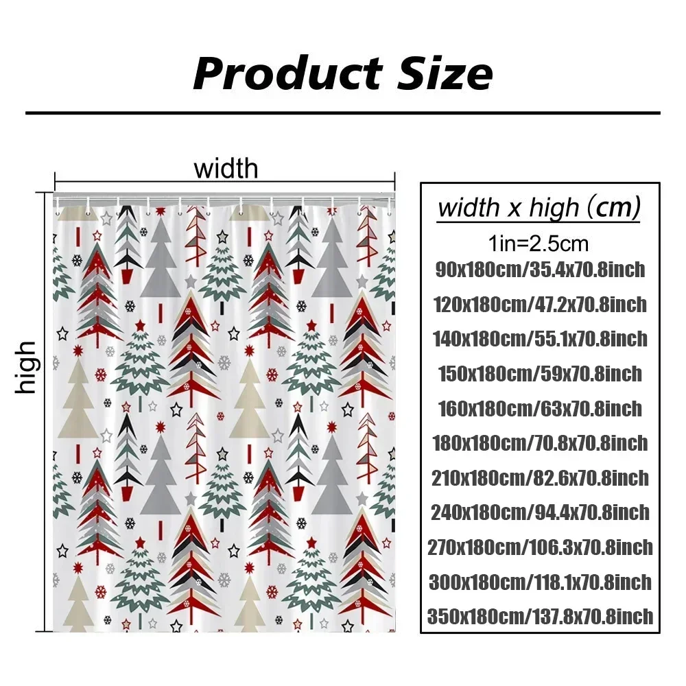 Christmas Shower Curtain Xmas Tree Gifts Winter Forest Cedar Nature Landscape Home Wall Hanging Fabric Bathroom Curtains Decor