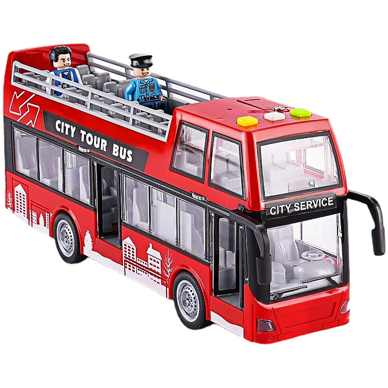 

Double-decker Bus Model Toy Boy Toy Car Can Open The Door Large Bus Public Car Lights and Sounds Model Ornaments Gift for Kid